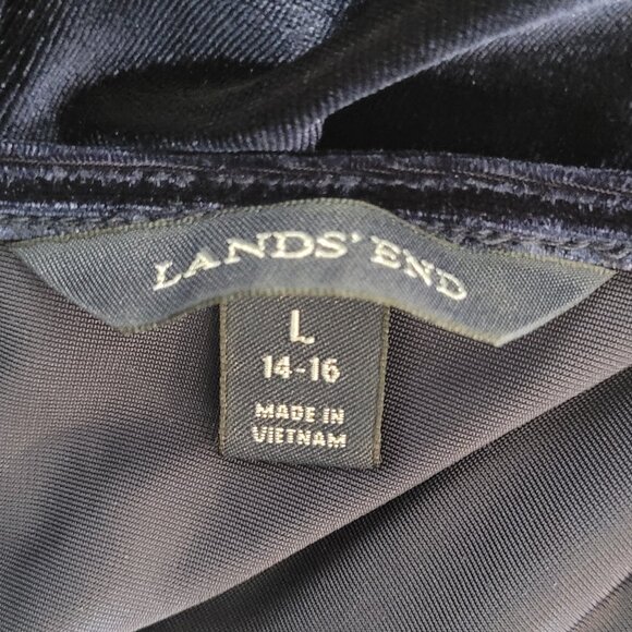 LAND'S END BLUE VELVET VELOUR WOMEN'S TOP BLOUSE EUC L XL - Picture 8 of 9